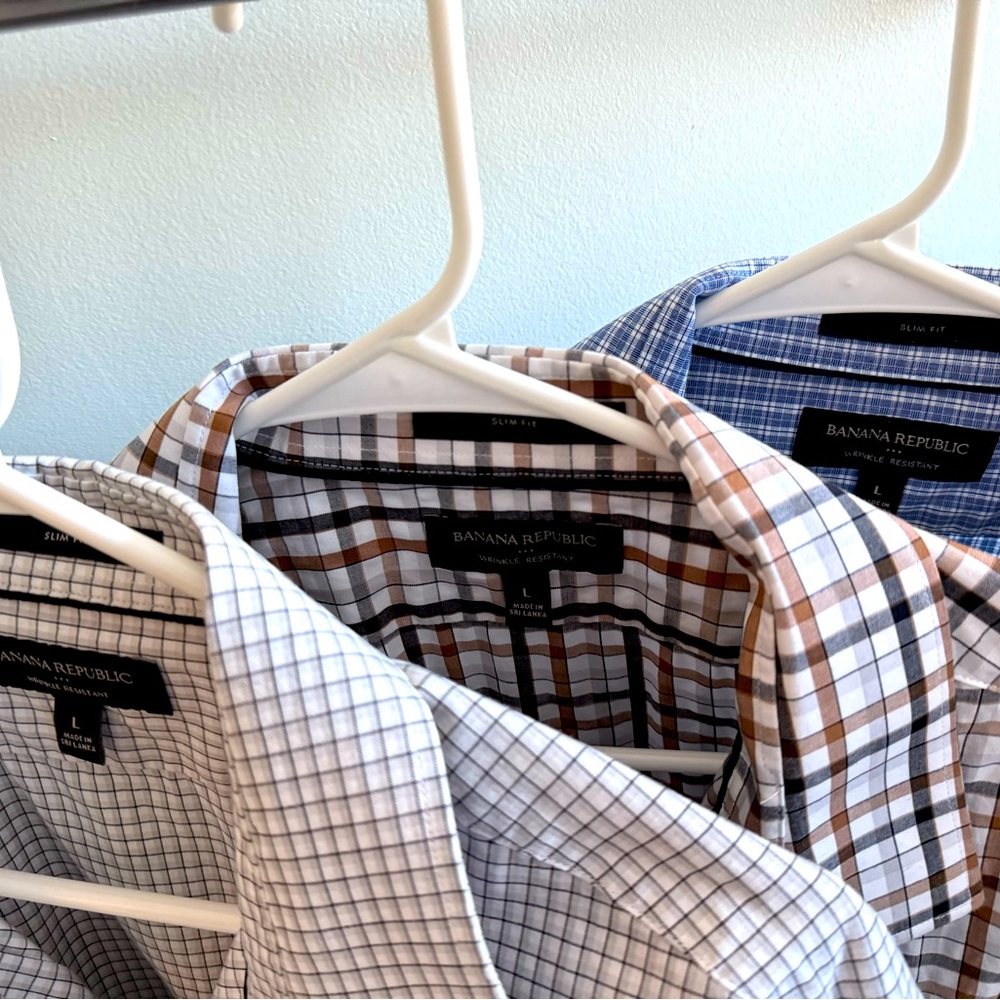THREE - Banana Republic Slim Fit Shirts Large